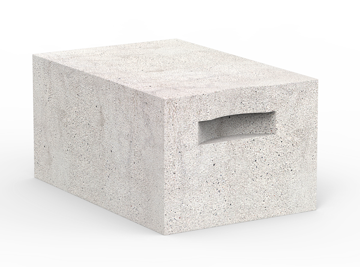 Прямой газобетонный блок с ручками захвата <br>